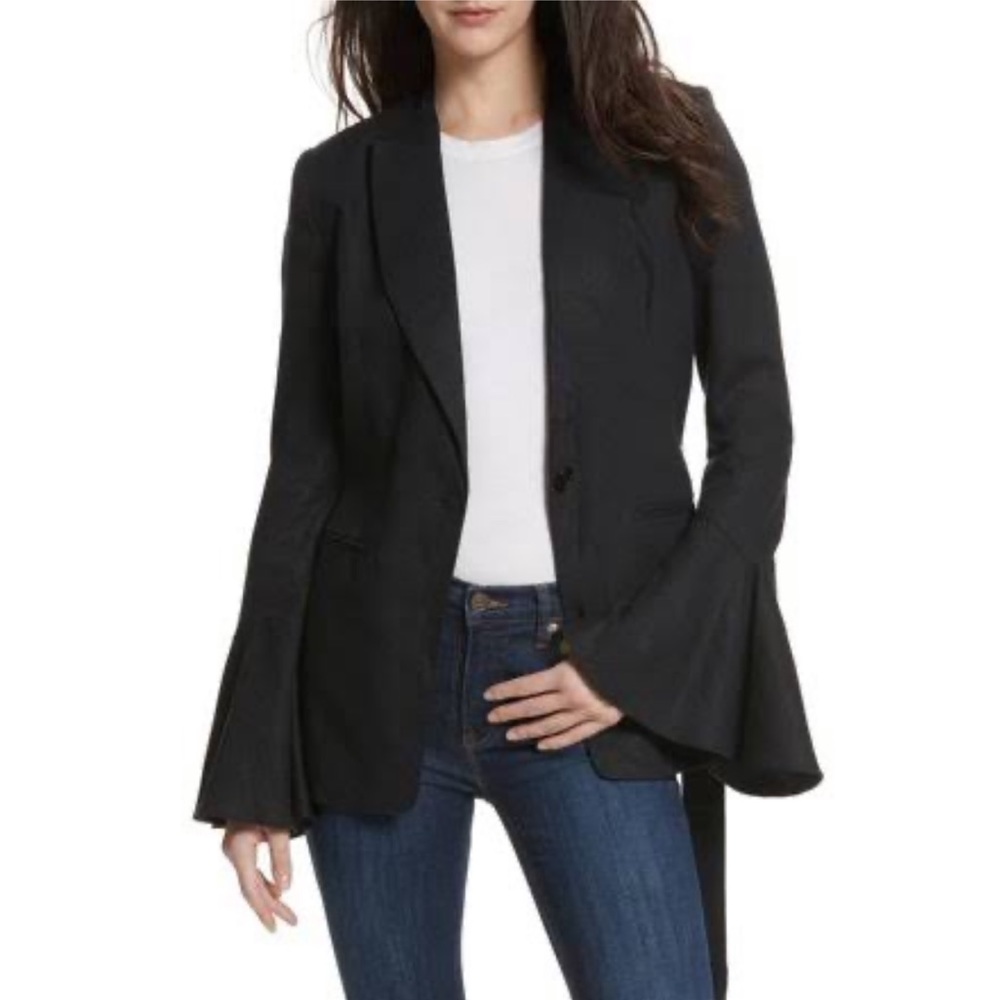 Free People Flared Sleeve Linen Blend Blazer
